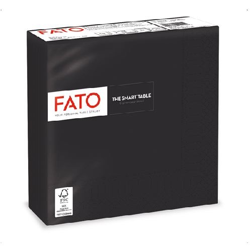 FATO 50 tovaglioli carta 33x33cm 2 Veli Nero Fato