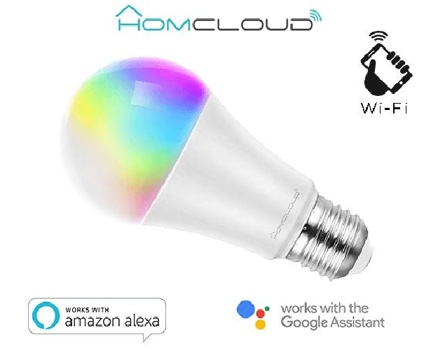 Homcloud Lampadina A70 Smart Wi-Fi Intelligente LED Multicolore + Bianco CCT E27 dimmerabile, 11W, 1050 Lumen, controllo con APP, Alexa o Google