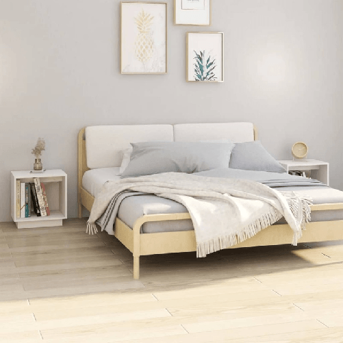 VidaXL Comodini 2 pz Bianchi 40x30x40 cm in Legno Massello di Pino VidaXL 813338 comodino Bianco