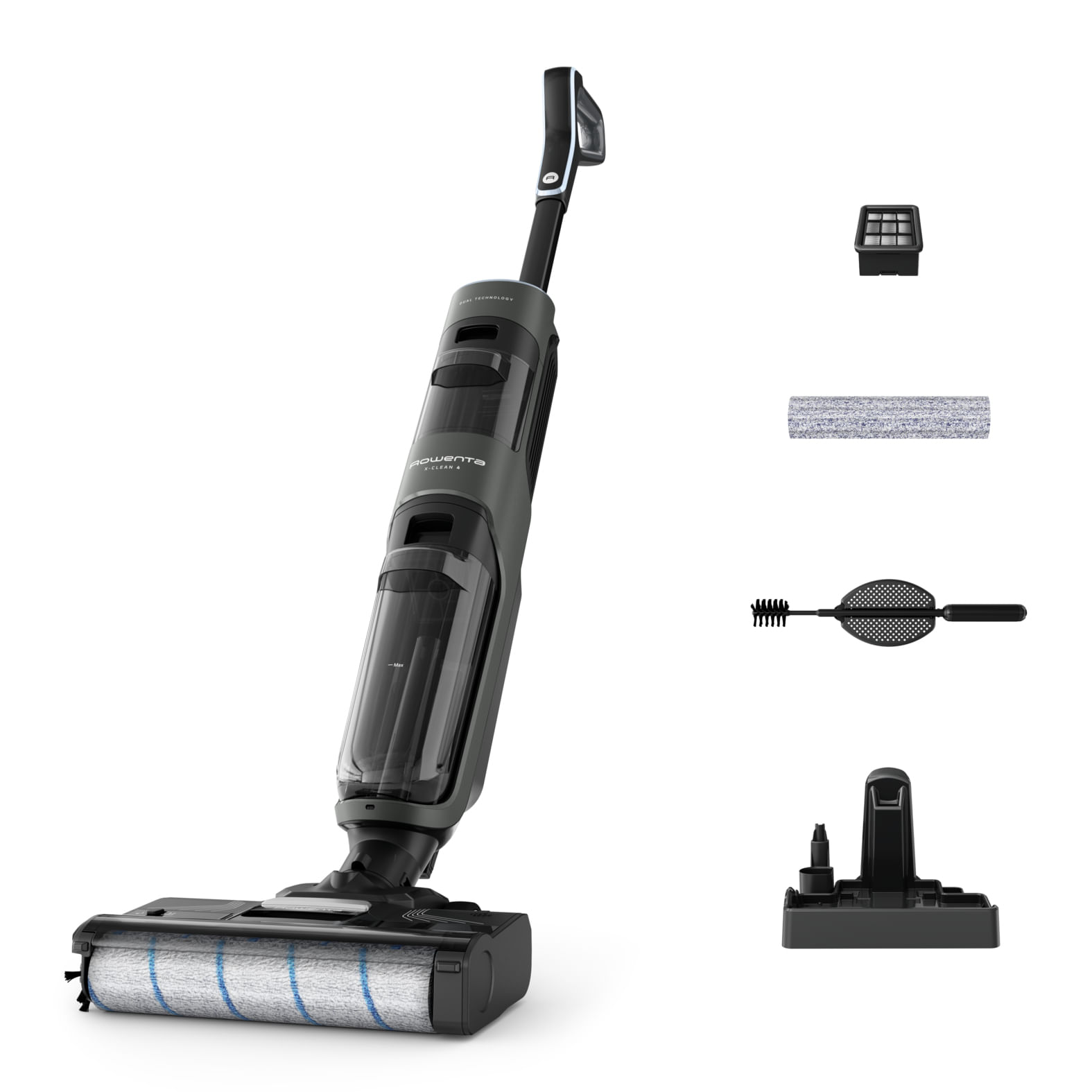 Rowenta X-Clean 4 , Lavapavimenti Senza Fili con Auto-Propulsione e Rilevazione Automatica dello Sporco, Doppio Serbatoio e Sistema di Autopulizia, Au