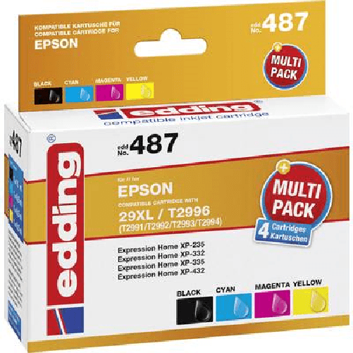 Edding cartuccia per stampante edding EDD-487 nero, ciano, magenta, giallo compatibile con EPSON 29XL / T2996XL Edding EDD-487 cartuccia d'inchiostro