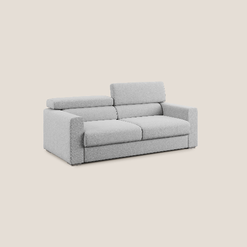 Divano allungabile con pouf estraibile in tessuto 158 cm Grigio