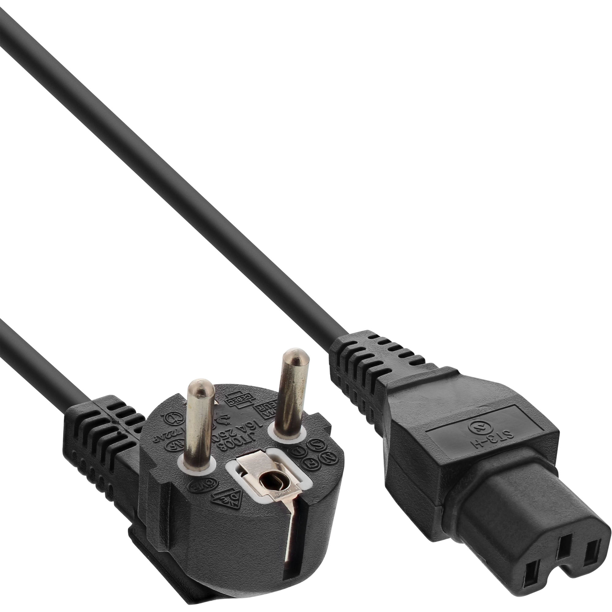 InLine Cavo di rete - protezione con. al test dell'apparecchio caldo. C15 dritto - nero - 1m InLine Cavo alimentazione spina Shucko 90° presa C15, ner
