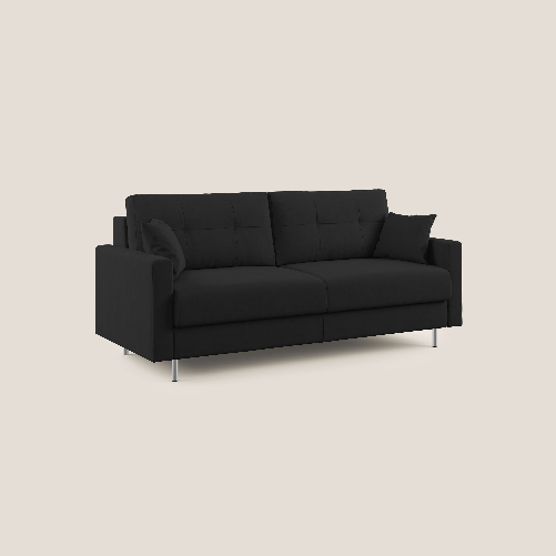 Divano letto matrimoniale in microfibra 188 cm nero