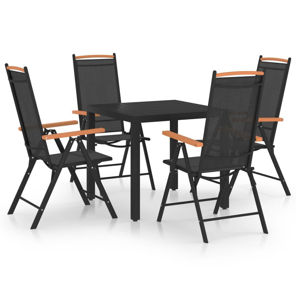 VidaXL Set da Pranzo da Giardino 5 pz in Alluminio Nero VidaXL 3070625 set mobili da esterno