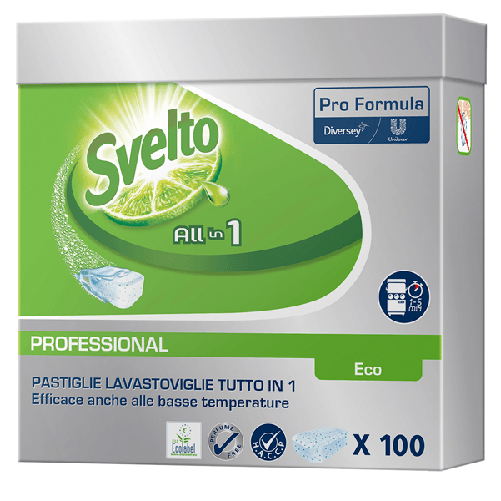 SVELTO Fustino 100 Tabs 20g 3in1 Eco per lavastoviglie Svelto