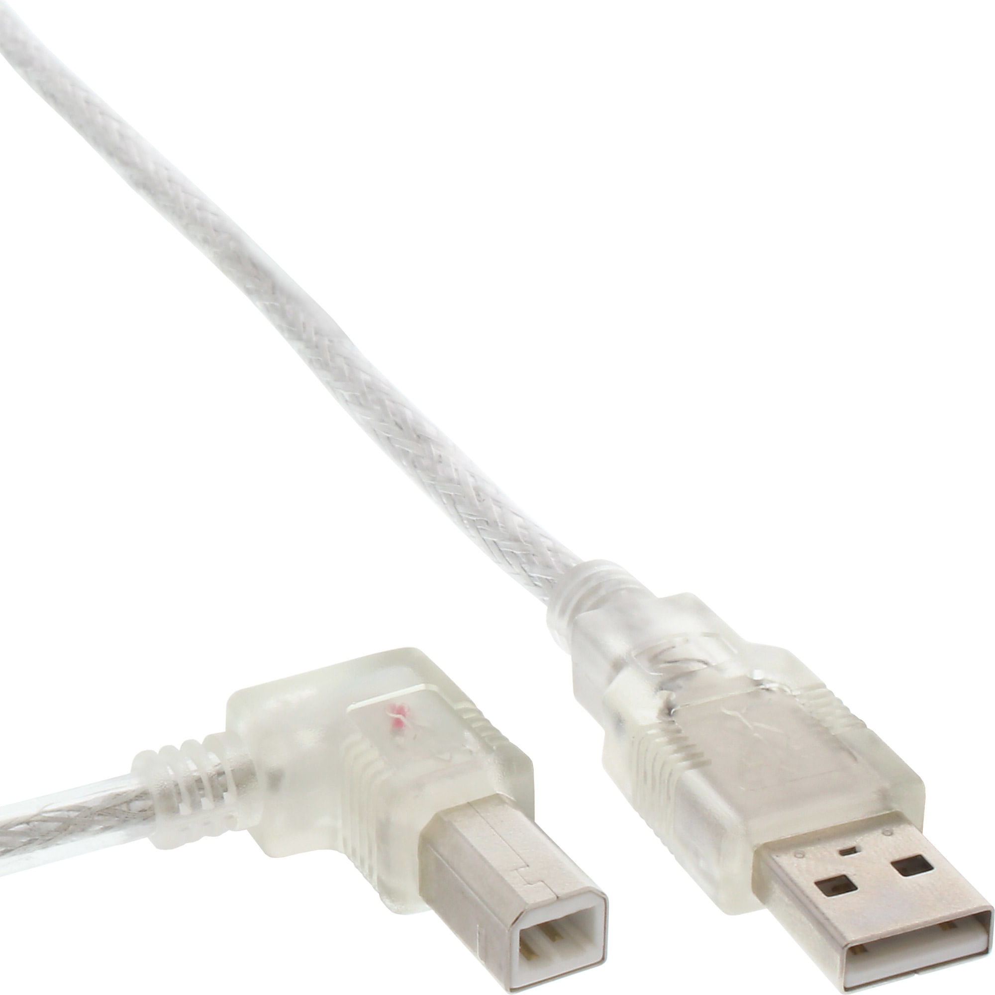 InLine Cavo USB 2.0 A maschio / B maschio, trasparente, Angolato Sinistra, 5m