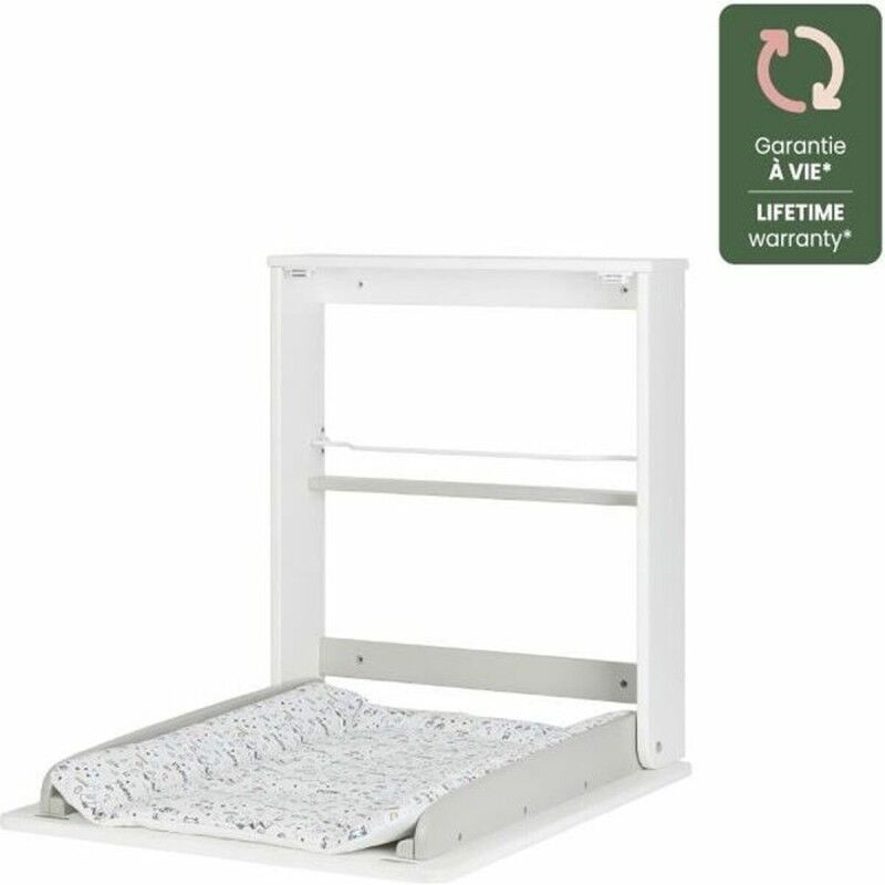 Babymoov Fasciatoio Badabulle Plouf Compatto Da muro Pieghevole 46 x 46 x 61 cm Badabulle B035201 fasciatoio Faggio, Metallo, Poliestere Bianco