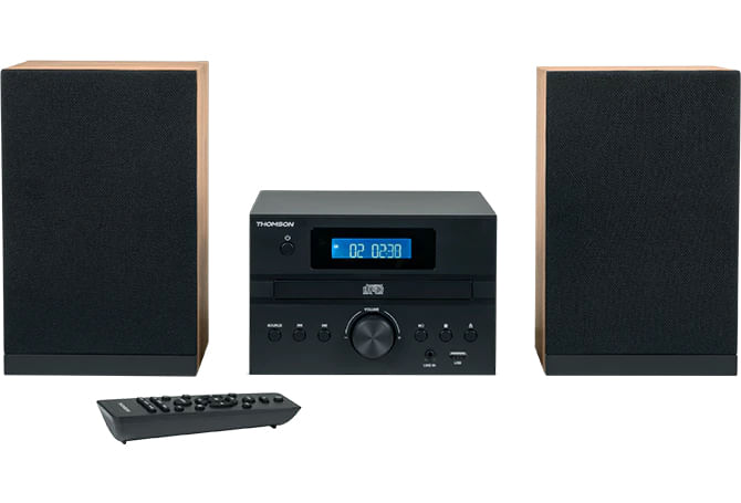 THOMSON MICRO SOUND SYSTEM BT RADIO FM/CD/MP3/USB FINITURA LEGNO NERO MIC123BT Thomson MIC122BT Microsistema audio per la casa 10 W Nero, Argento