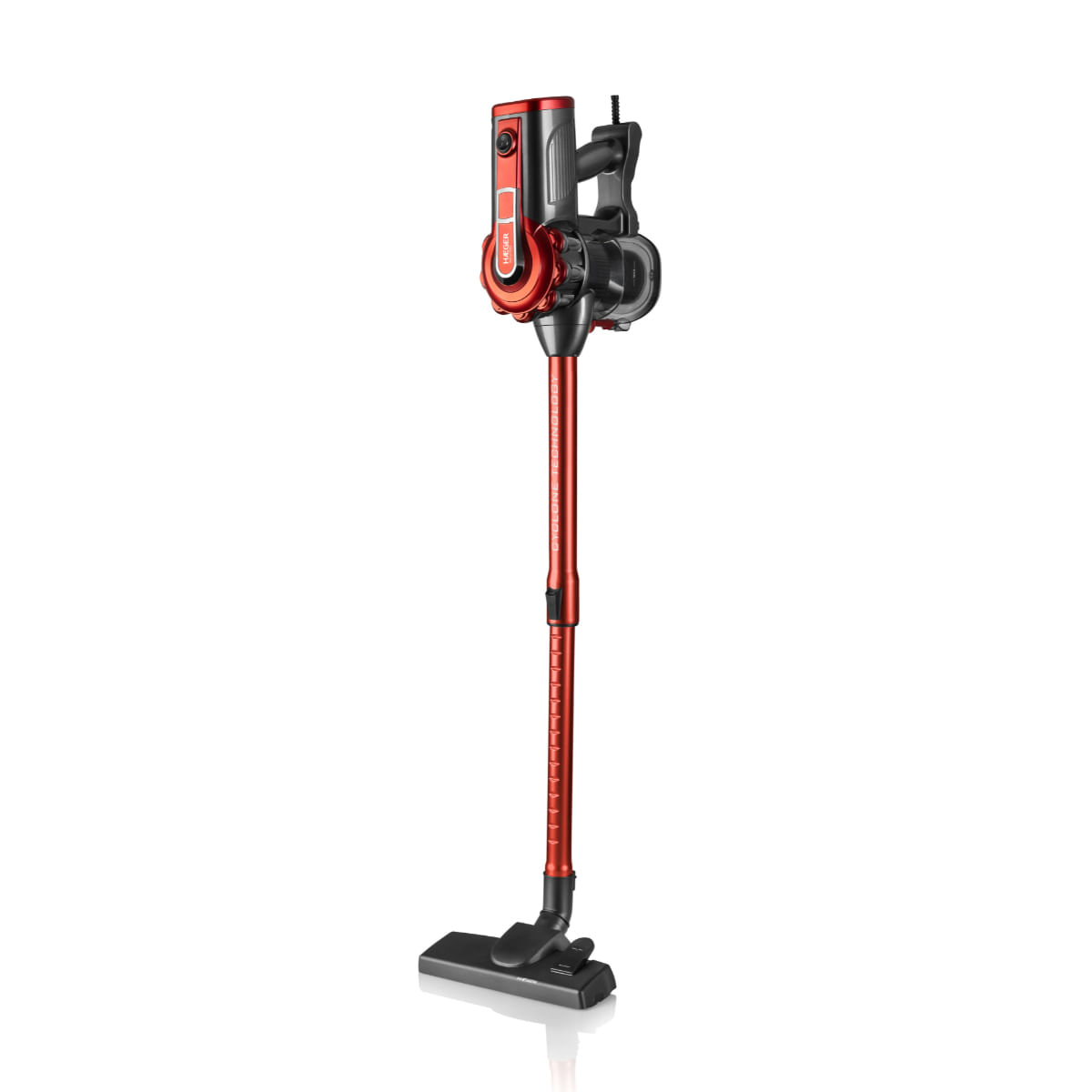 Haeger VC-600.048A scopa elettrica Aspirapolvere a bastone 2 in 1 AC Secco Ciclonico Senza sacchetto 0,6 L 600 W Nero, Rosso