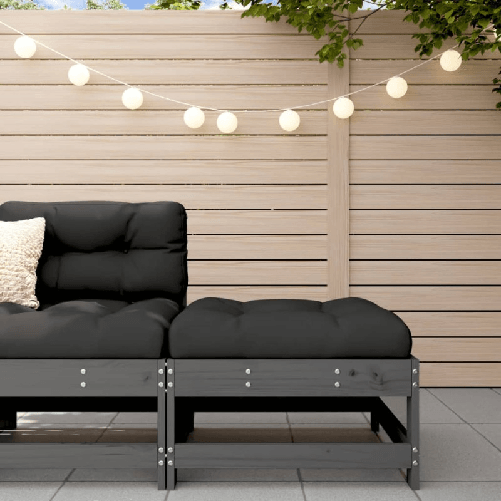 VidaXL Poggiapiedi da Giardino con Cuscino Legno Massello Pino Grigio VidaXL 825557 panca da esterno Legno