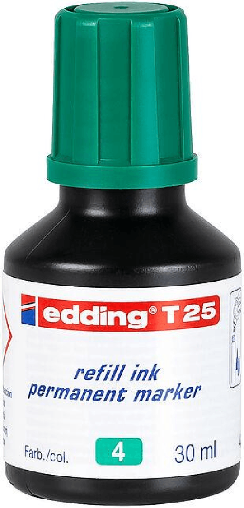 Edding T25 Flacone di ricarica per pennarello indelebile - Capacità 30 ml - Colore verde Edding T 25 ricarica per evidenziatori Verde 30 ml 1 pz