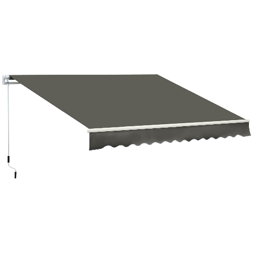Outsunny Tenda da Sole per Esterno Avvolgibile a Bracci con Apertura a Manovella, 350x250 cm, Grigio