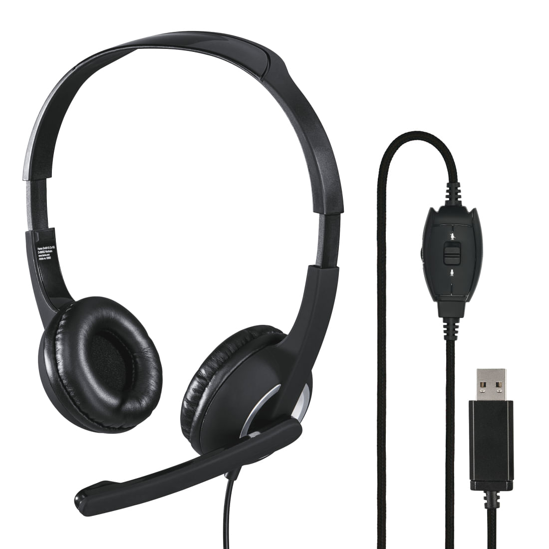 Hama HS-USB250 Auricolare Cablato A Padiglione Ufficio USB tipo A Nero, Argento (00139928 - HS-USB250 On-Ear PC Office S Hama HS-USB250 Auricolare Cab