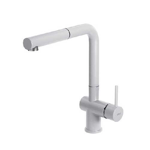 Elleci MGKSTP68 Stream Plus Miscelatore monocomando con canna girevole e doccetta estraibile Modern Bianco 68 Elleci Stream Plus G68 Bianco