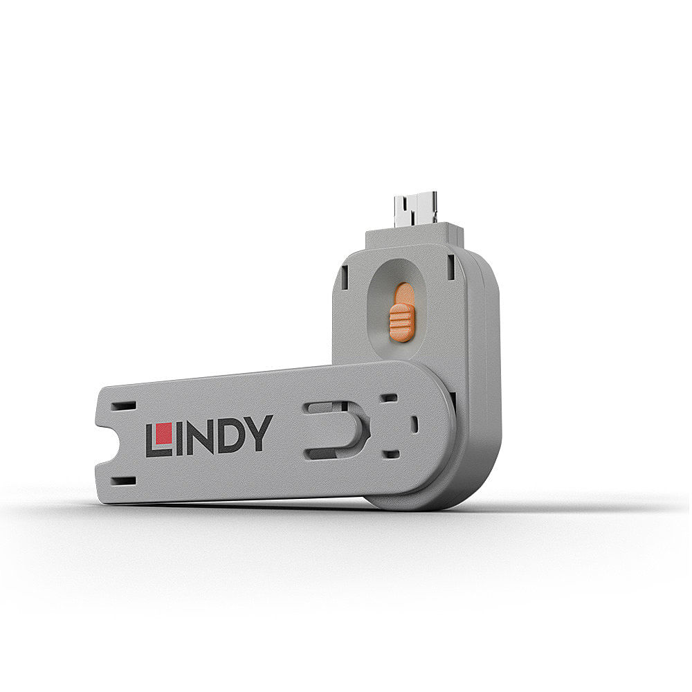 Lindy 40623 clip sicura Chiave bloccaporta USB tipo A Arancione Acrilonitrile butadiene stirene (ABS) 1 pz Lindy 40623 clip sicura Chiave bloccaporta