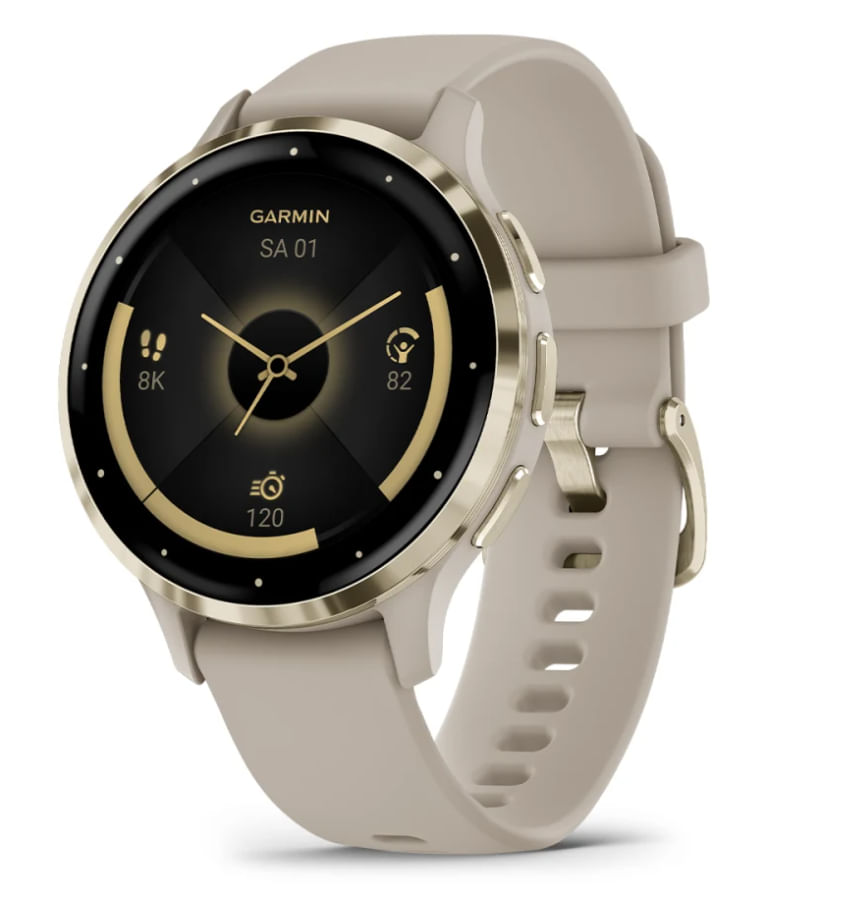 Garmin Venu 3S 3,05 cm (1.2") AMOLED 41 mm Digitale 390 x 390 Pixel Touch screen Oro, Grigio Wi-Fi GPS (satellitare)
