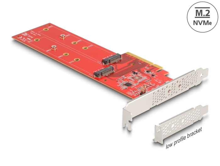 DeLOCK Scheda PCI Express x8 a 2 x interno NVMe M.2 Chiave M 110 mm - Biforcazione - Fattore di forma a basso profilo