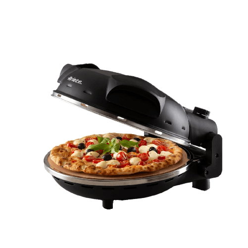 Ariete 917 Forno Pizza - Pizza in 4 minuti - Piastra in pietra refrattaria con trattamento antiaderente - Temperatura max 400° - 1200 Watt - Timer 30’