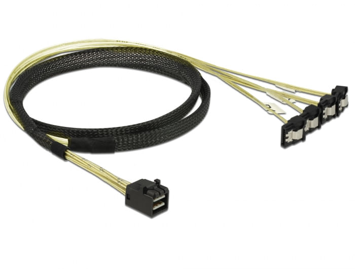 DeLOCK - Cavo SATA / SAS - SAS 6Gbit/s - 4x Mini SAS HD (SFF-8643) (S) a SATA angolato - 1 m (85685) DeLOCK 85685 cavo SCSI Nero, Giallo 1 m 1 x M