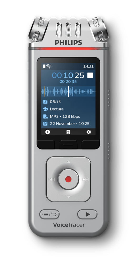 Philips Voice Tracer DVT4110/00 dittafono Flash card Cromo, Argento