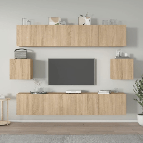 VidaXL Set di Mobili Porta TV 6 pz Rovere Sonoma in Legno Multistrato VidaXL 3114360 supporto TV e sistema audio