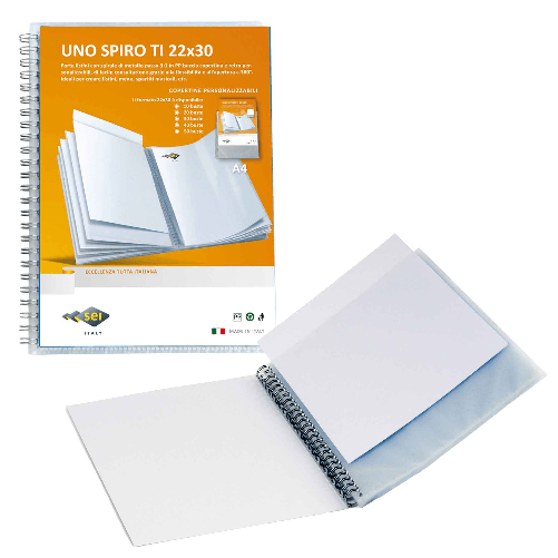 SEI ROTA Portalistini Uno Spiro TI 22x30cm 20buste c/spirale personaliz.Sei Rota SEI Rota Uno Spiro TI portalistino di presentazione 20 tasche A4