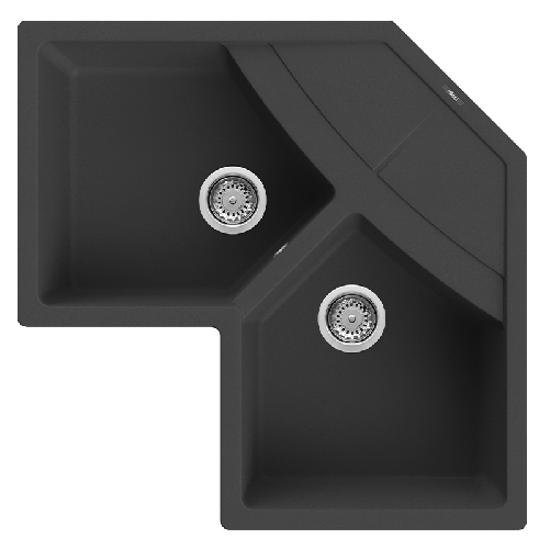 Elleci Lavello Angolare da incasso Unico Corner Granitek Nero LGUCOR40