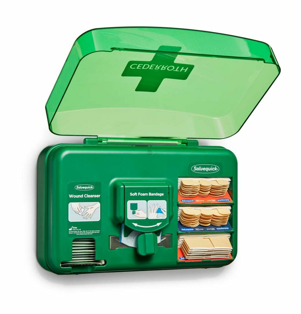 Cederroth Distributore di cure per ferite di cedarroth - Include diverse dimensioni del beige Cederroth Wound Care Kit di primo soccorso domestico