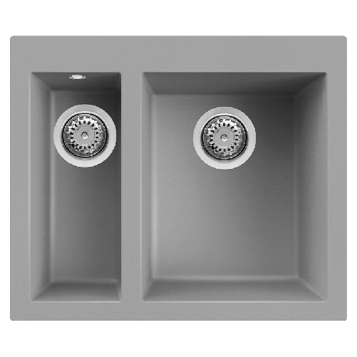 Elleci Lavello Incasso 2 vasche 59x50 Quadra 150 Keratek Grigio Light Grey LKQ15097