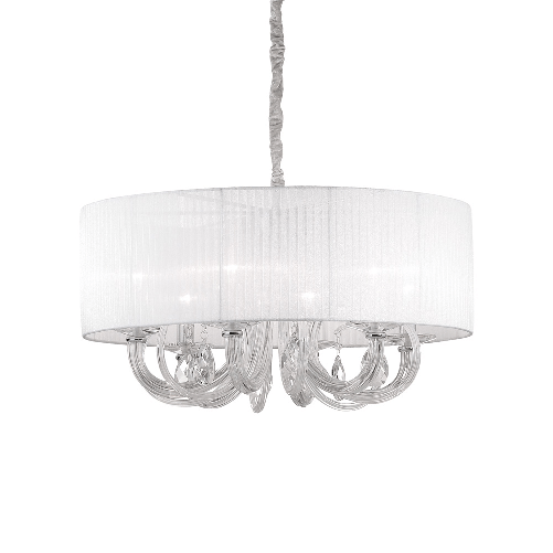 Ideal Lux Sospensione Contemporanea Swan Corda Bianco 6 Luci E14 Ideal Lux SWAN SP6 illuminazione da soffitto E14