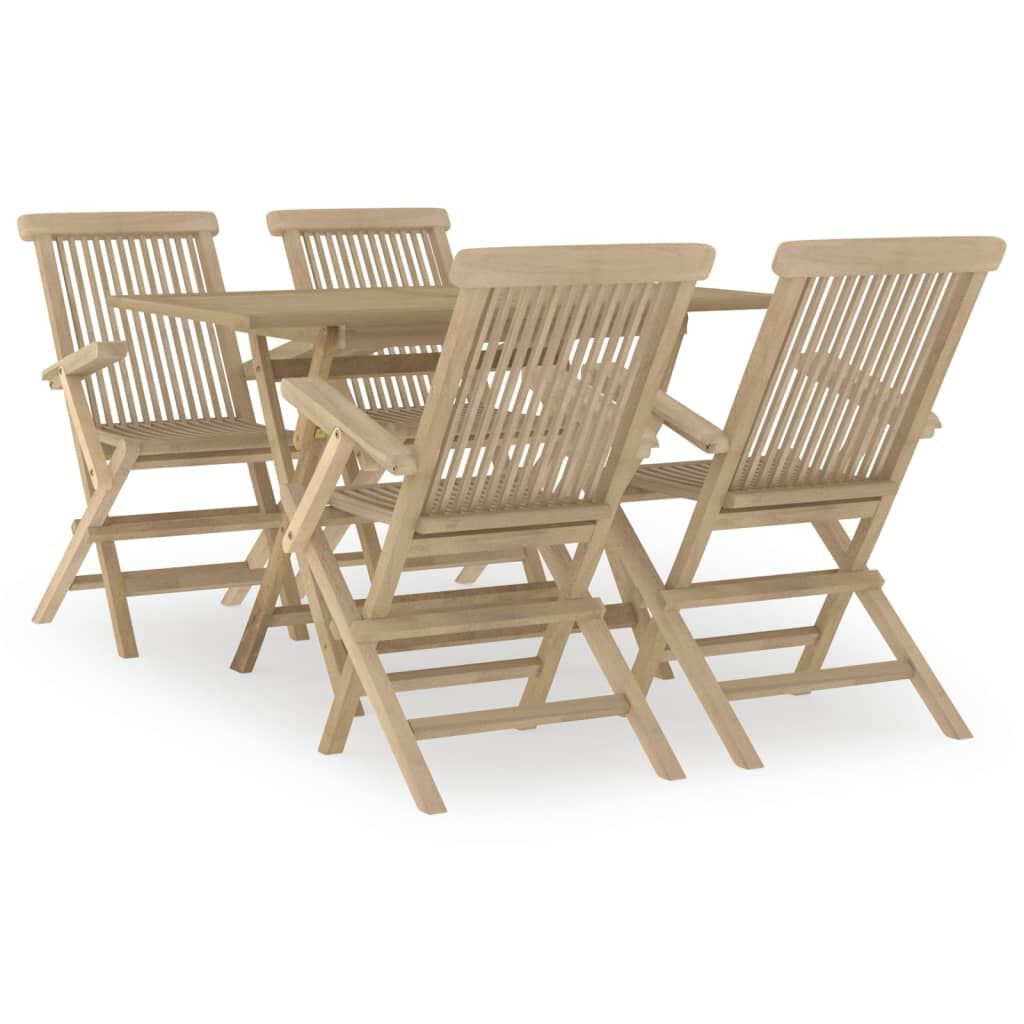 VidaXL Set da Pranzo per Giardino 5pz Grigio in Legno Massello di Teak VidaXL 3155043 set mobili da esterno
