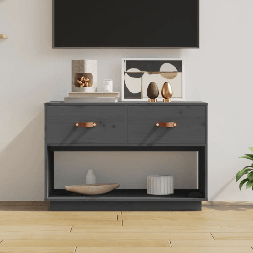 VidaXL Mobile Porta TV Grigio 90x40x60 cm in Legno Massello di Pino VidaXL 821524 supporto TV e sistema audio