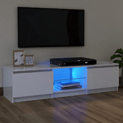 VidaXL Mobile Porta TV con Luci LED Bianco Lucido 120x30x35,5 cm VidaXL 804289 supporto TV e sistema audio