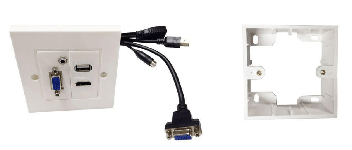 Vivolink WI221293 presa energia HDMI + VGA + USB A + 3.5mm Bianco (Wall Box HDMi + USB + VGA - . - Warranty: 12M) Vivolink WI221293 presa energia HDMI