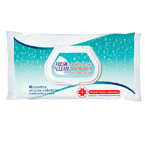 Fresh&Clean Busta da 60 Salviette disinfettanti milleusi ad azione antibatterica FreshClean