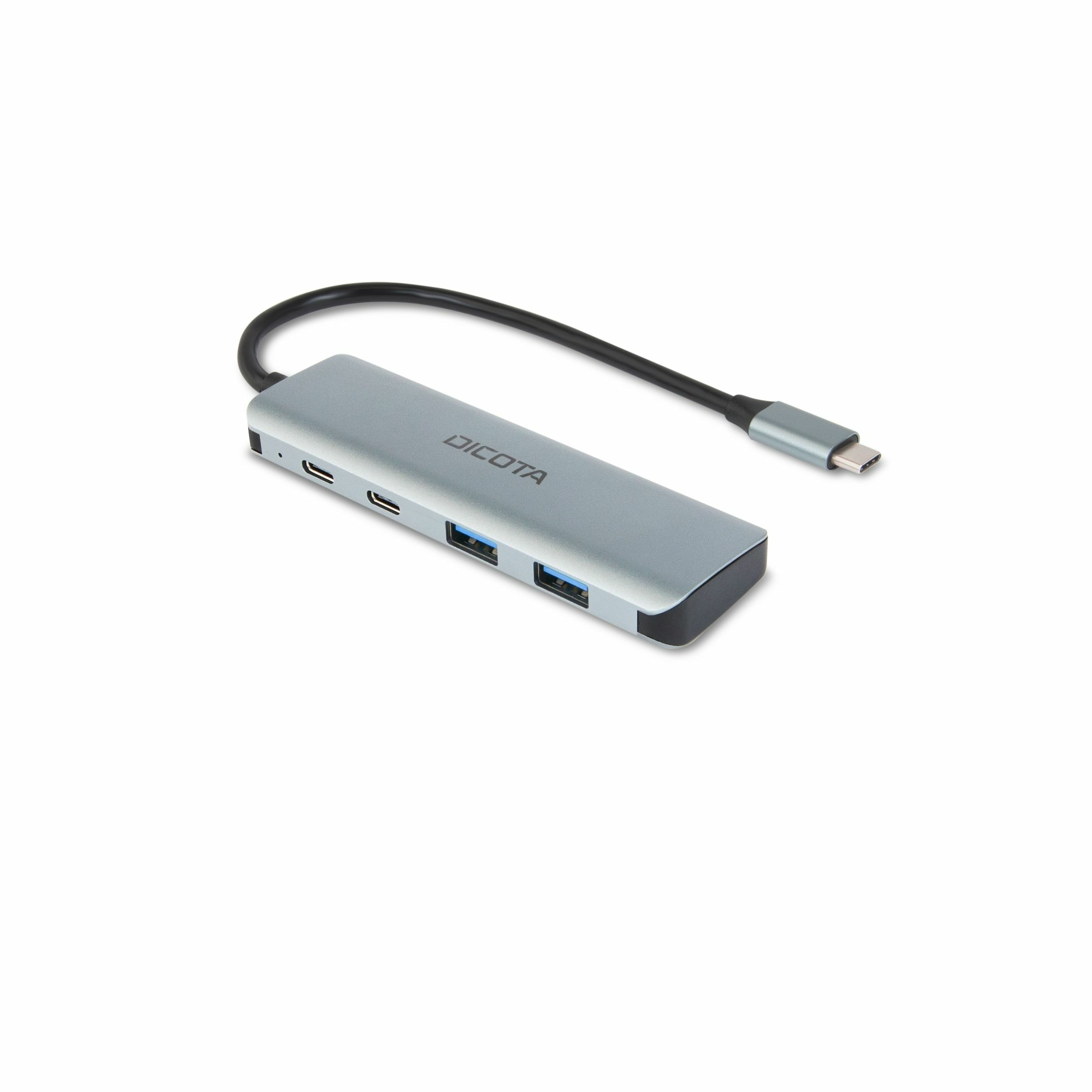 DICOTA D32061 hub di interfaccia USB tipo-C 10000 Mbit/s Argento (USB-C 4-IN-1 HIGHSPEED HUB 10 - GBPS) DICOTA D32061 hub di interfaccia USB tipo-C 10