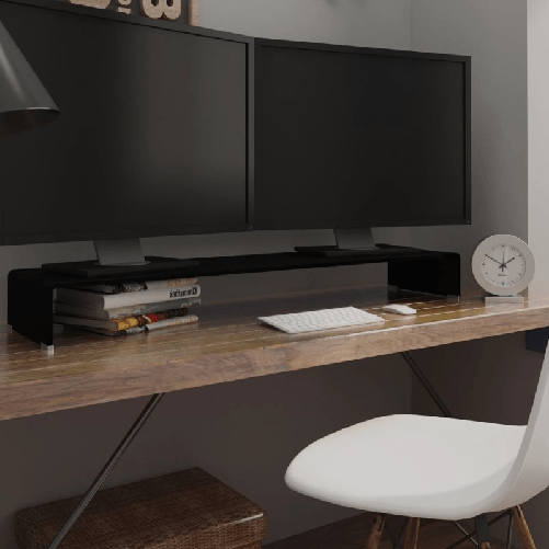 VidaXL Mobile/Rialzo Porta TV in Vetro Nero 120x30x13 cm VidaXL 244141 supporto TV e sistema audio