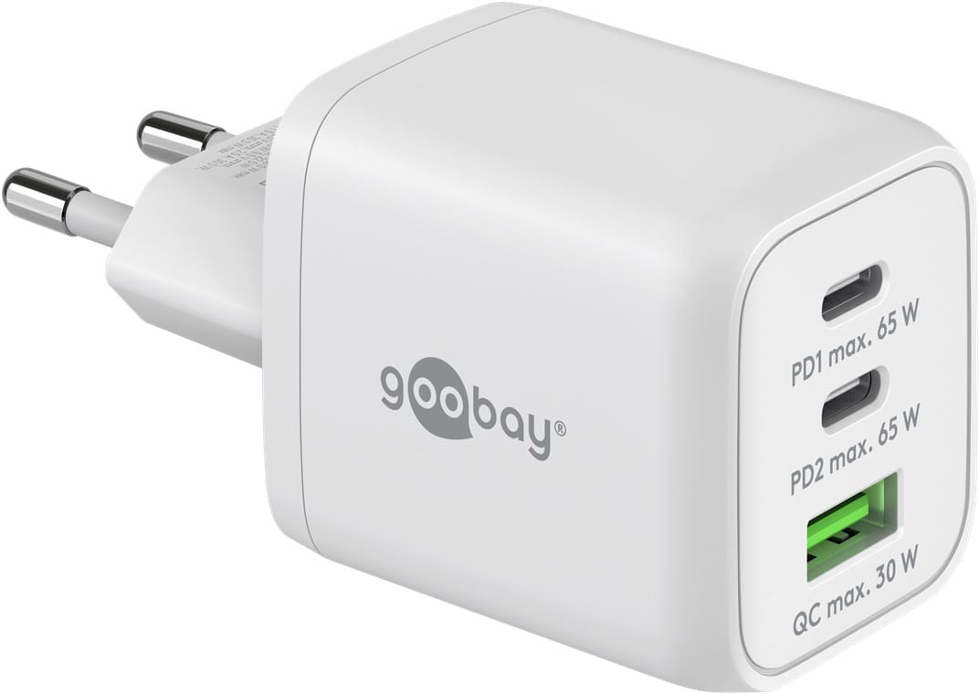 Goobay 64754 Caricabatterie per dispositivi mobili Cuffie, Computer portatile, Smartphone Bianco AC Ricarica rapida Interno