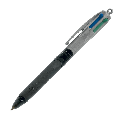 BIC 4 Colours Grip Pro Nero, Blu, Verde, Rosso Penna a sfera retrattile a clip Medio 12 pz