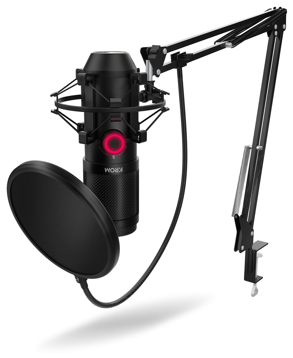 Krom Streaming del kit di microfono Krom Kapsuce Krom Kapsule Nero Microfono per PC