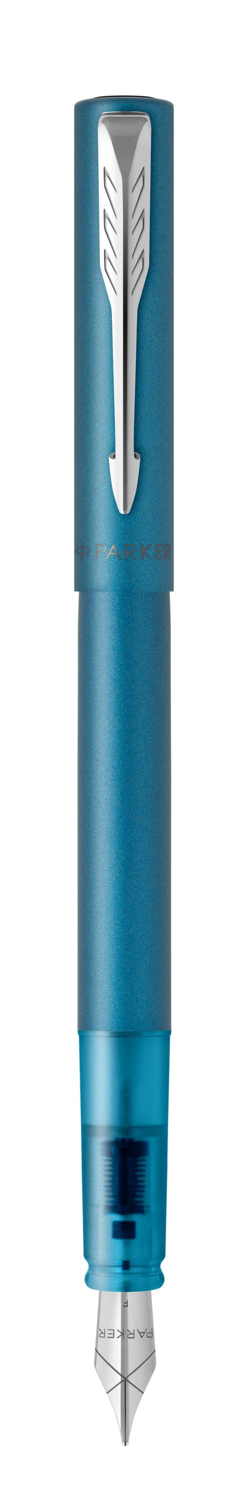 Parker Vector XL penna stilografica Sistema di riempimento della cartuccia Colore foglia di tè 1 pz Blister 3 refill sfera Quinkflow medio blu Parker