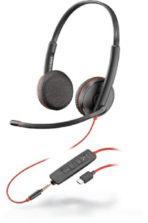 POLY Blackwire 3225 Auricolare Cablato A Padiglione Ufficio USB tipo-C Nero