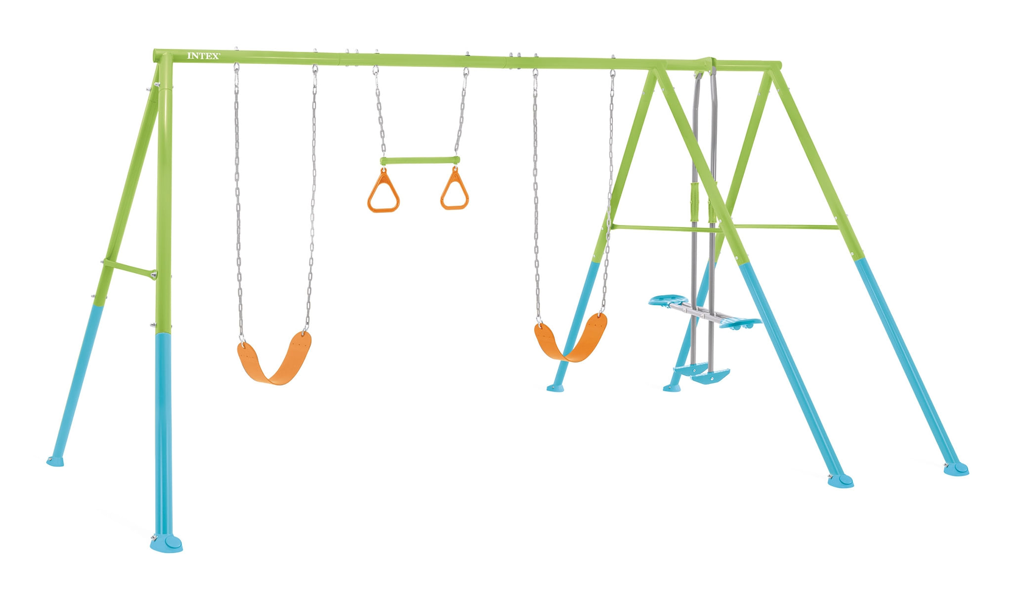 Intex 44130 Altalena Swing Set Colorata Due Seggiolini Dondolo e Trapezi 465x249x203 cm Intex 44130 parco giochi e attrezzatura per parchi giochi
