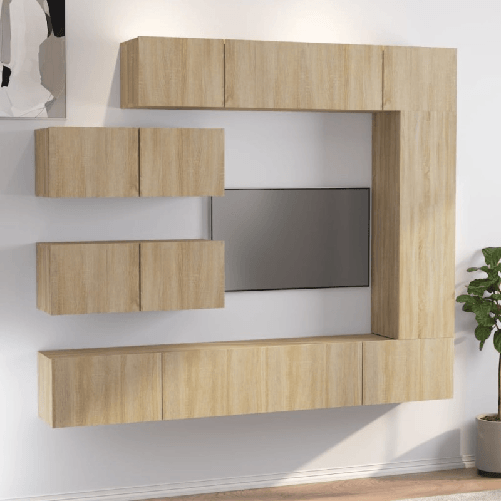 VidaXL Set di Mobili Porta TV 7 pz Rovere Sonoma in Legno Multistrato VidaXL 3114560 supporto TV e sistema audio