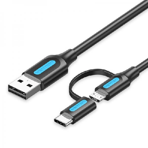 Vention Cavo Vention da USB 2.0 maschio a MicroUSB+USB-C maschio - 0,5 m - 3 A 60 W 480 Mbps Specifiche: