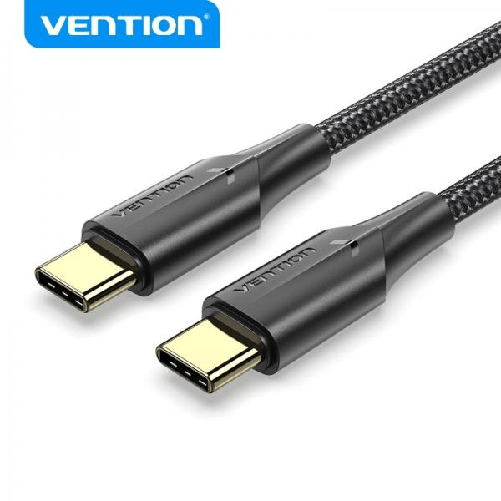 Cavo Vention USB-C maschio a USB-C maschio 3A 60W LED - 05 m - Cotone intrecciato nero