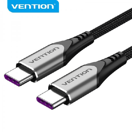 Vention Cavo di ricarica rapida Vention USB-C a USB-C 2.0 - Compatibile con PD100W - 5A - Colore Grigio