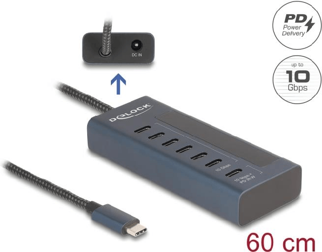 Delock USB 10 Gbps Hub mit 7 USB Type