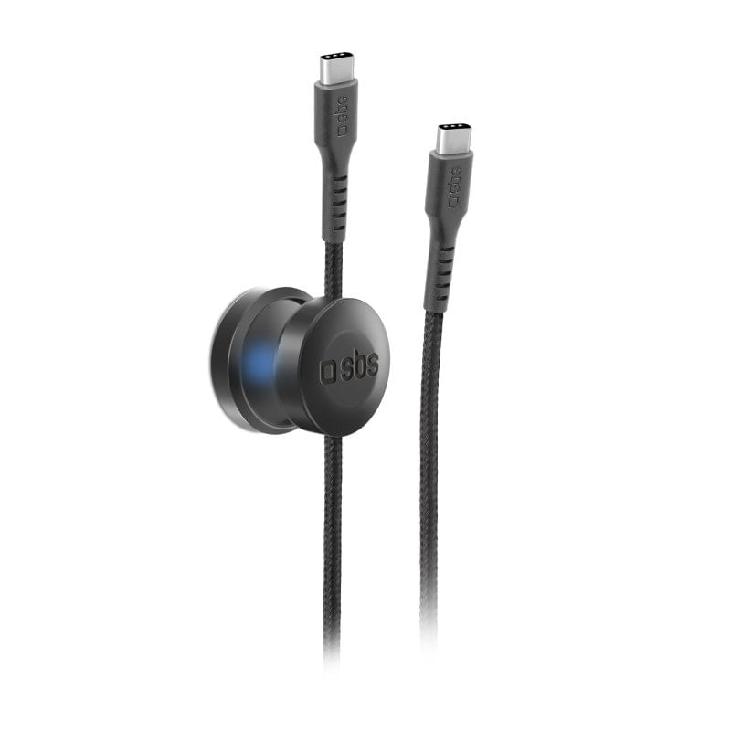 Sbs Cavo USB-C - USB-C con Supporto Magnetico Antigroviglio 1mt SBS TEMAGCCDG cavo USB 2 m USB C Nero